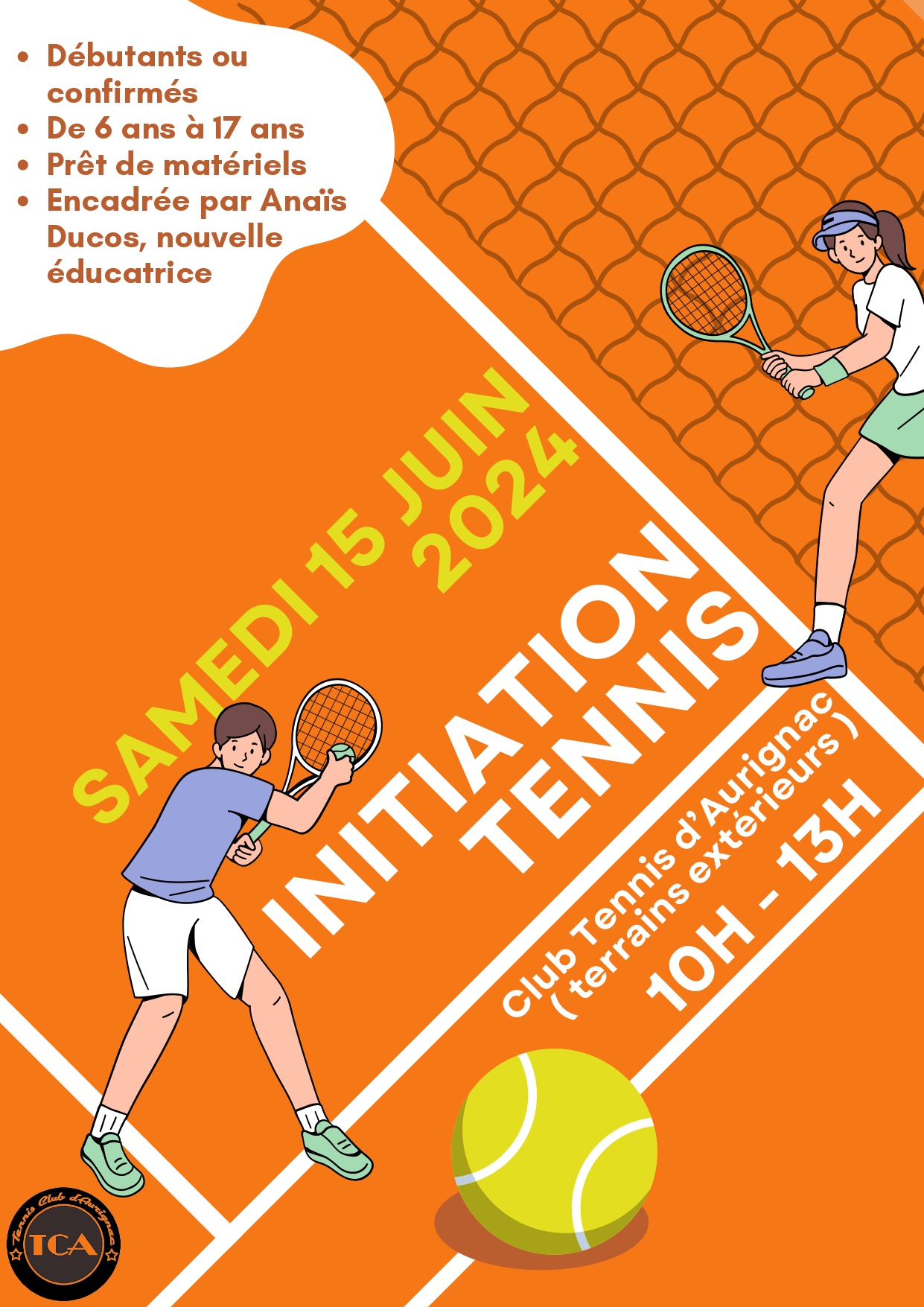 Lire la suite à propos de l’article Initiation Tennis – juin 2024 de 10h-13h